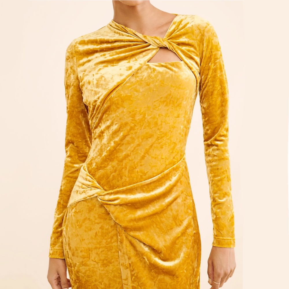 Significant Other Narin gold Velvet Long Sleeve Dress sz 8 - Picture 2 of 7